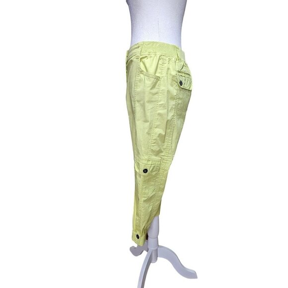 Chico lime green linen military style jacket and cotton capri cargo pants size 0 - Picture 10 of 15